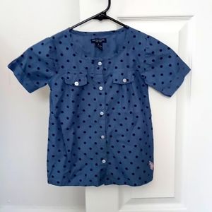 A Blue and Pockudot U.S. POLO ASSN Button Down  T- Shirt
